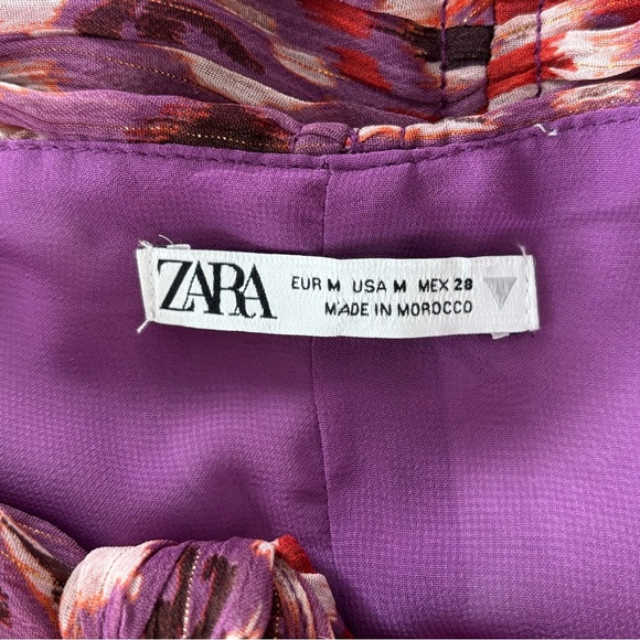 Zara chiffon mini club dress with draping purple size M - Picture 10 of 15